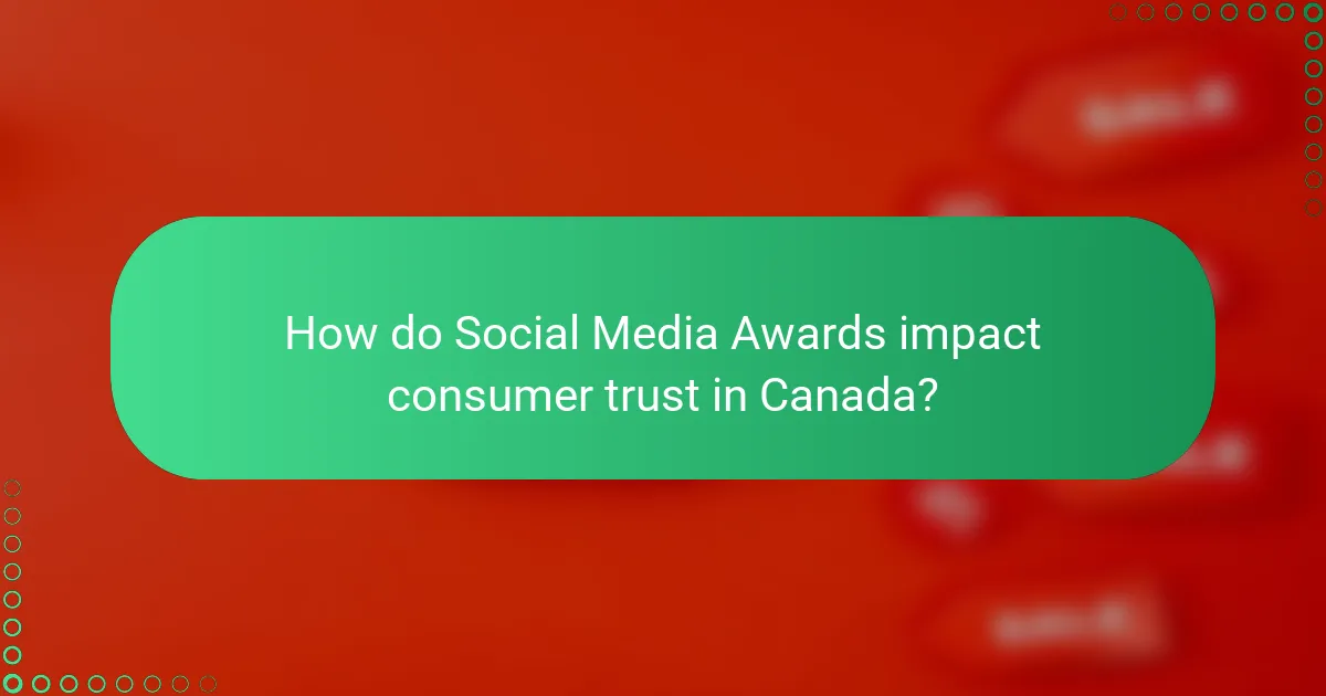 How do Social Media Awards impact consumer trust in Canada?