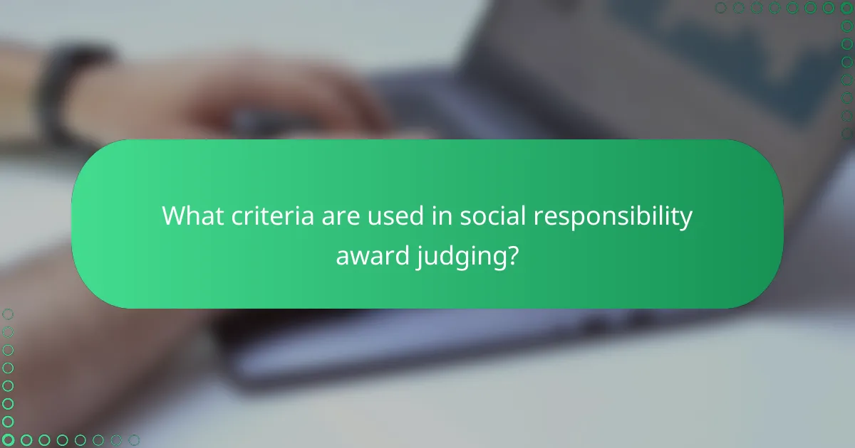 What criteria are used in social responsibility award judging?