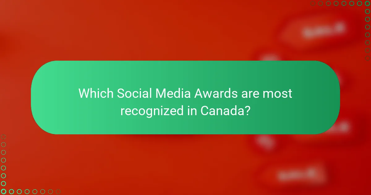 Which Social Media Awards are most recognized in Canada?